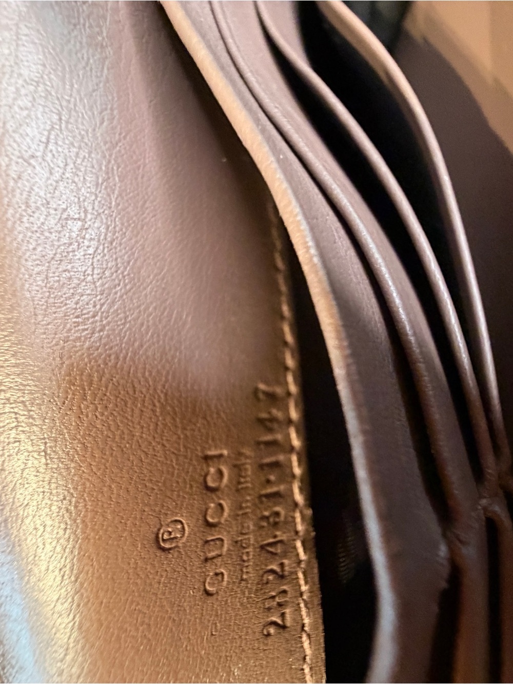 Vintage Gucci Guccissima Taupe Leather Continental Wallet GG Logo Italy - Picture 10 of 16